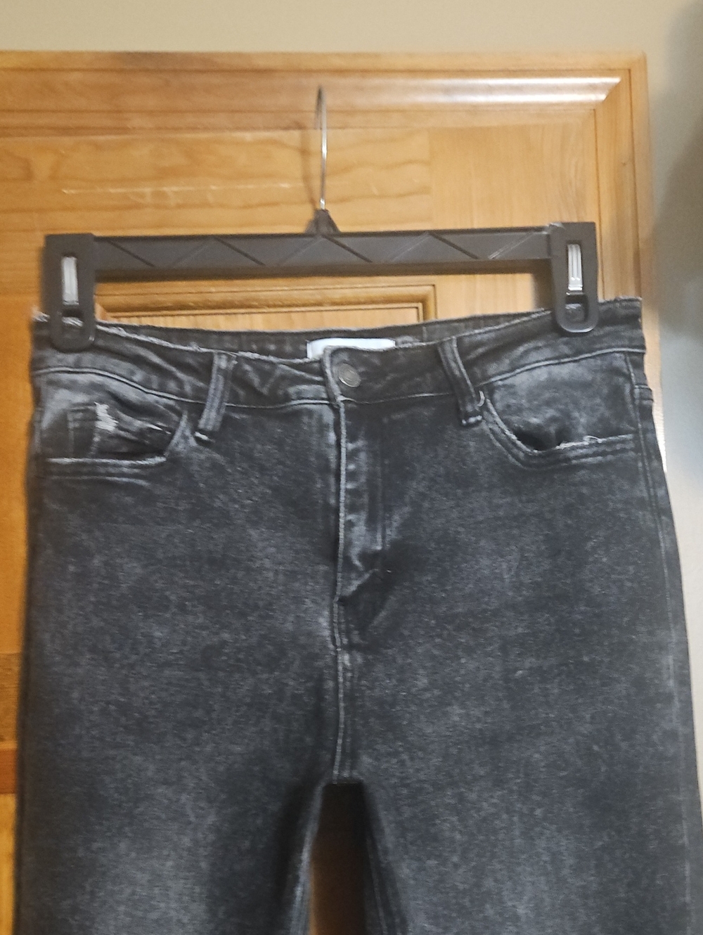 Vervet High-Rise Acid Washed Black Flare Distressed Jeans - Picture 5 of 11